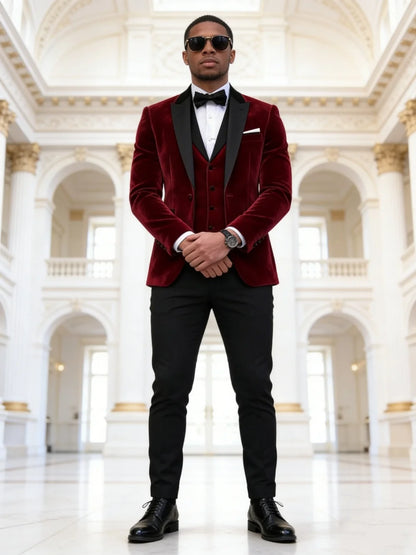 High Quality Velvet Mens Suit Set Classic Single Breasted Suit Set Includes Jacket Pants For Office Performance Banquet Attire