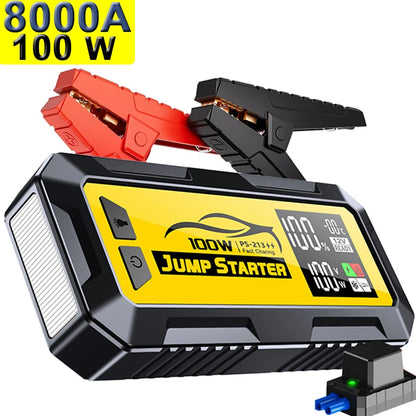 Powerful 8000a 100w 24000mah Laptop Jumper Super Capacitor Professional 12v Charger Booster Power Bank Jump Starter Car Battery
