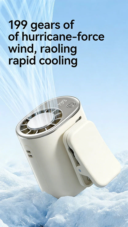 2026 Personal Portable Car Clip-On Air Conditioner Fan With 360° Rotation 199 Speeds Adjustable USB Rechargeable LED Display For