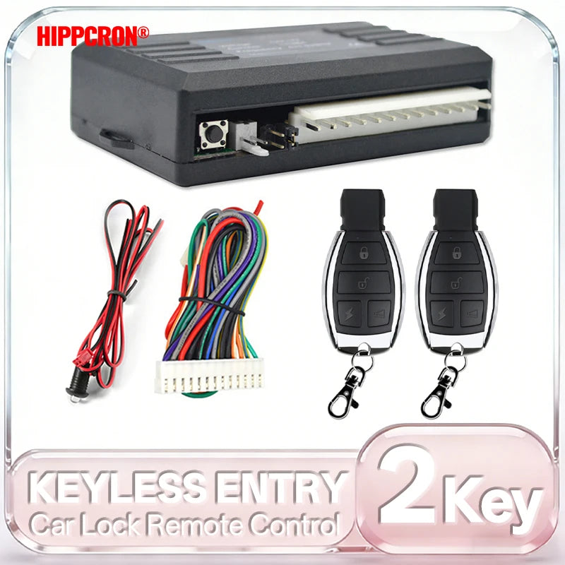 HIPPCRON 12V Car Remote Central Kit Door Lock Locking Vehicle Universal Keyless Entry System Alarm with 2 Remote Control 433Mhz