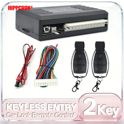 HIPPCRON 12V Car Remote Central Kit Door Lock Locking Vehicle Universal Keyless Entry System Alarm with 2 Remote Control 433Mhz