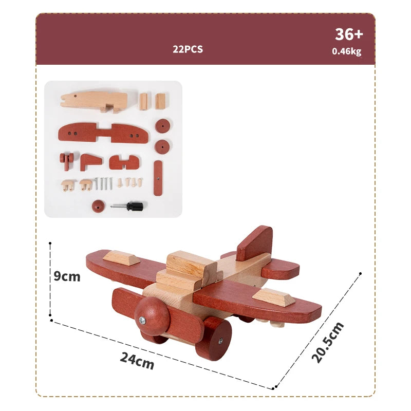 Wooden Toys Beech Wood Car Blocks Cartoon Excavator Educational Montessori Toys Children Ambulance Police Car Birthday Gift