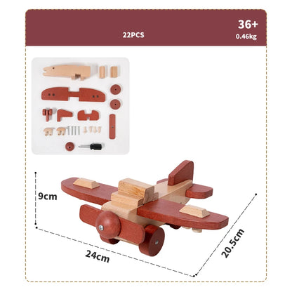 Wooden Toys Beech Wood Car Blocks Cartoon Excavator Educational Montessori Toys Children Ambulance Police Car Birthday Gift