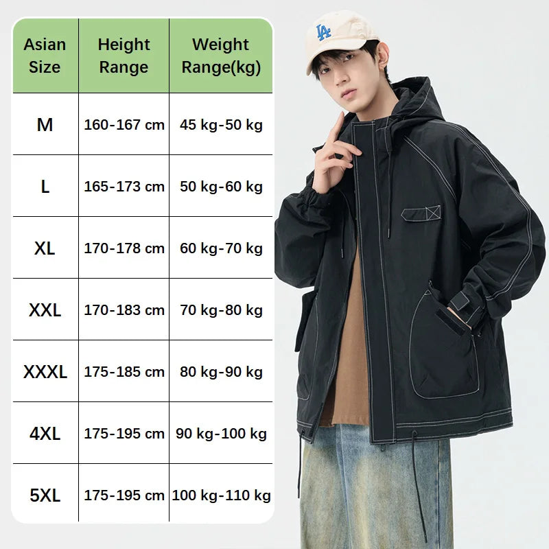 Spring Men's Jacket Outdoor Camping Trekking Jacket Fashion Loose Casual Jackets Autumn Hooded Coats Windproof Male Outerwear
