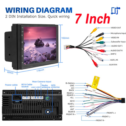 7"/9"/10“ 2 DIN Android 15 4+64G Car Stereo Multimedia Player Universal Carplay Android Auto GPS Navigation FM Radio Touchscreen