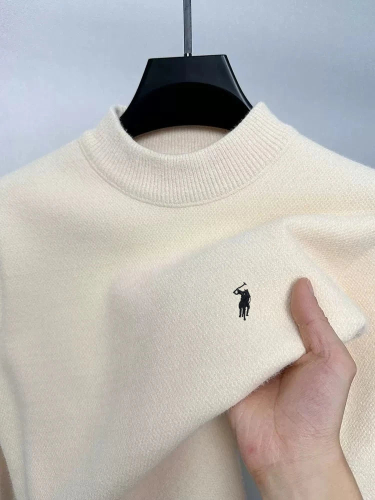 High end designer's new men's round neck fashion brand Paul Pony embroidery luxurious winter plush thick warm knitted pullover