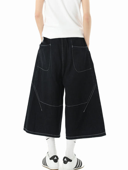 American Original Jeans Short Pants Men's Summer High Street Design Denim Seven-Quarter Length Straight Leg Casual Shorts