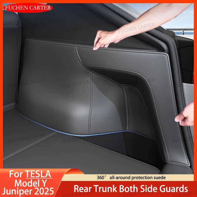 For Tesla Model Y Juniper Trunk Mat Full Coverage Trunk Both Side Guards Seat Backrest Protective Pad Cargo Liner Anti Dirty Mat