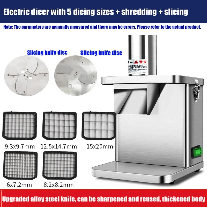 Multifunctional Vegetable Cutter Fruit and Vegetable Slicer Commercial Household Cube Cutting Stainless Steel Food Processor