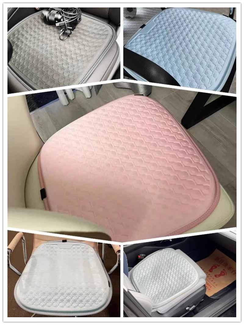 Car Gel Seat Cushion Silicone Mat Cool Gel Cooling Pad Universal Four Season Breathable Ventilate Vehicle Protector Mat Pad