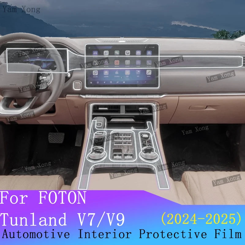 For FOTON Tunland V7 V9 2024 2025 Car Panel Film Navigation Dashboard Protective Sticker Interior Anti-Scratch Protective Film
