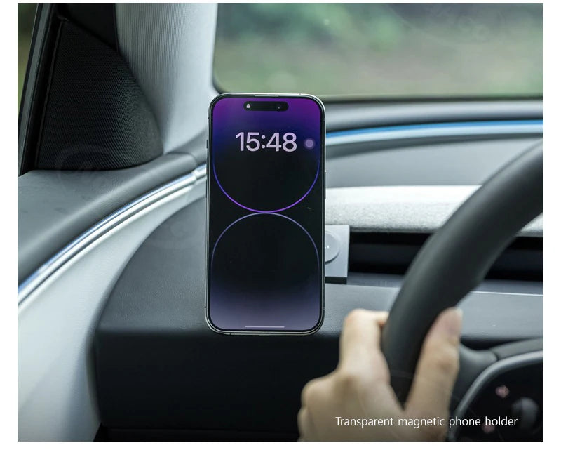 NovaAcc Magnetic Wireless Charging Mount For Tesla Model Y Juniper Model 3 Highland 2024-2026 Left Right Rudder Car Phone Holder