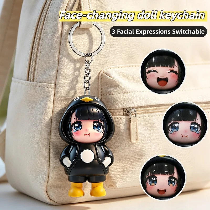 Gugugaga Penguin Keychains Anti-stress Keycap Keychains Cute Penguin Girl Keyrings Bag Charms Gifts 키캡