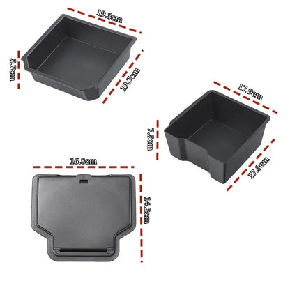 For Tesla Model 3/Y/YL 2024-2026 Hidden Storage Center Console Armrest Front And Rear Flocking Layered Grid Organized Container