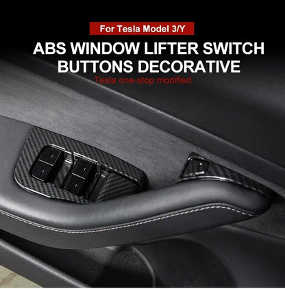 Window Lifter Switch Buttons Cover for Tesla Model Y/3/3+ Highland Trim Frame Button Stickers 2017-2024 Car Interior Accessories