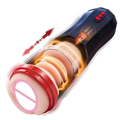 Fully Automatic Retractable Male Masturbator Pocket Pussy Vaginal Anal Vibrator Aircraft Cup Adult Sex Toys For Men