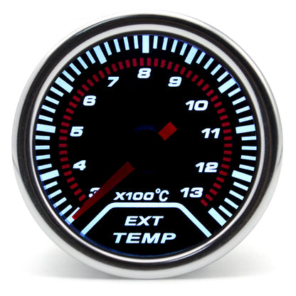 52mm Racing Gauge 12V LED Smoke Len -1~0~2 BAR Turbo Boost Water Temperature Oil Pressure Voltmeter Air Fuel Ratio Meter For 12V