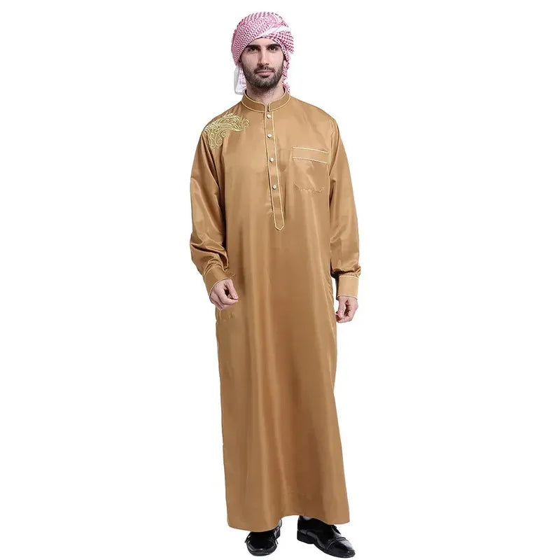 Traditional Muslim Men Jubba Thobe Islam Clothing Ramadan Abaya Thawb Long Robe Saudi Musulmane Caftan Jubah Dubai Arabic Dress
