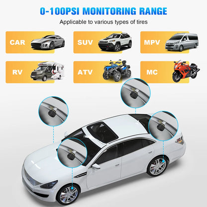 Bluetooth-compatible Tire Pressure Monitor System Mobile Phone Display Auto Motorcycle Tire Pressure Detection