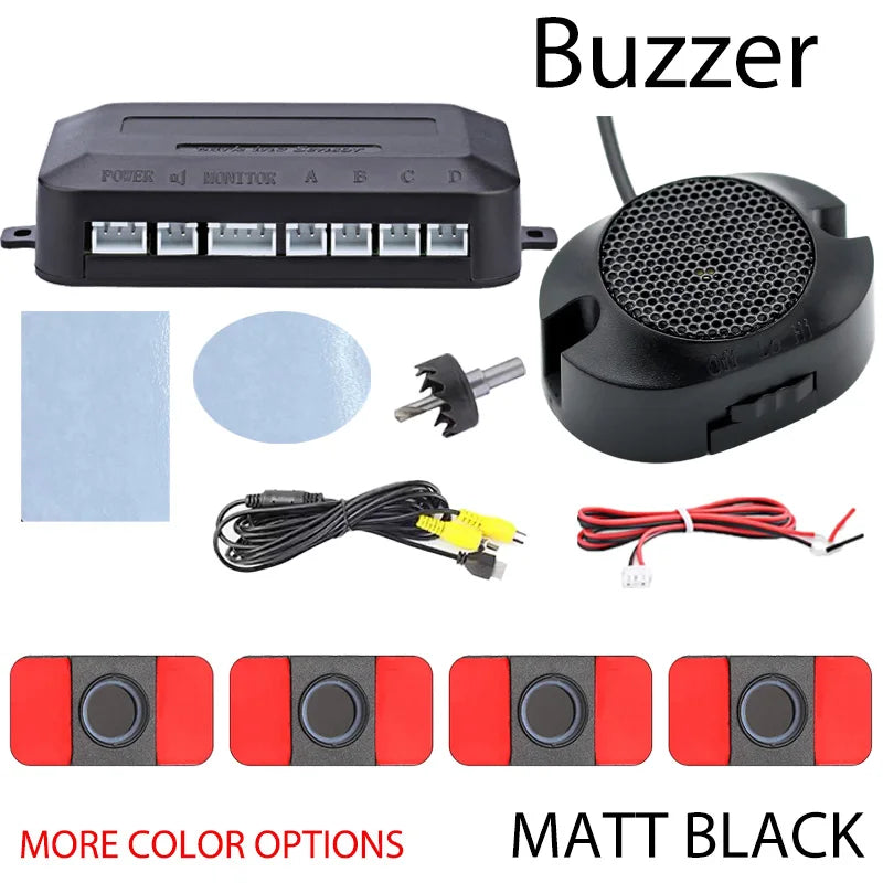 AHD CVBS Video Reversing Radar 16.5mm Embedded Probe 6 Colors Buzzer Alarm Easy Installation Universal Car Parking Assist Kit