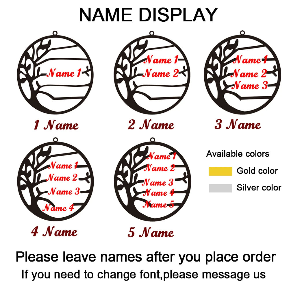 Life Tree Custom Family Names Keychain Stainless Steel Personalized With Family Members Namplate Birthday Jewelry For Men Women