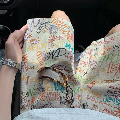 2026 Summer Baggy Letter Printed Graphic Shorts For Men Retro Casual Fashion Graffiti Short Pants Hawaiian Beach Y2K Bermudas