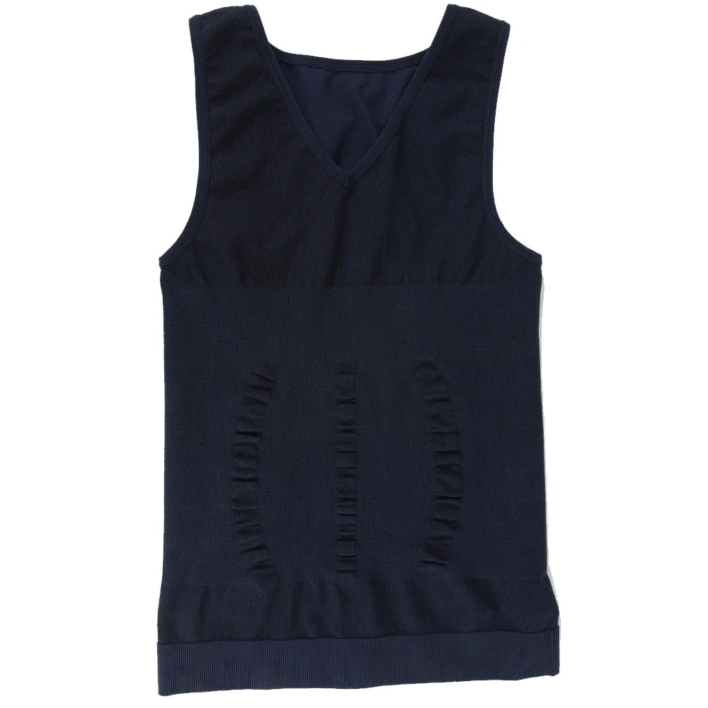 Men's Body Shaper Slimming Shirt V Neck Tummy Vest Compression Base Layer Slim Muscle Tank Top Shapewear