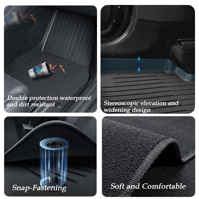For Tesla New Model Y L Launch Premium / Performance 2026+ TPE Floor Mats Luggage Mat Wear-resistant Foot Pads ModelY Trunk Mats
