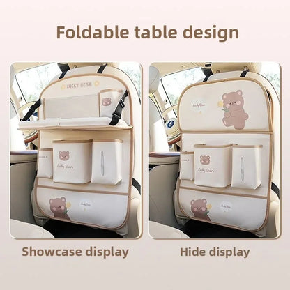 Car Seat Back Organizer - Rear Hanging Storage Bag, Backseat Table Tray, Vehicle Mounted Desk Board