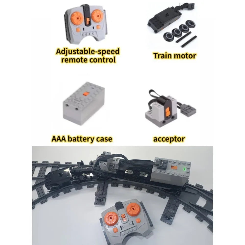 MOC Train Motor Building Block Motor Power Unit Motor Speed Control Remote Receiver Battery Box Series Assembly Components Serie