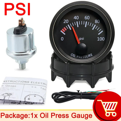AD 52mm Water Temp/Oil Temp/Voltmeter/Oil Press BAR PSI /Vacuum/Boost Gauge/Air Fuel Ratio/EGT Gauge With Sensor Fit for 12V Car
