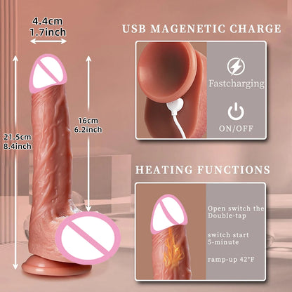 Remote Control Soft Penis Vibrator Realistic Dildo Sex Toy For Woman Telescopic Dick Toy Artificial G Spot Thrusting Sexy Toy