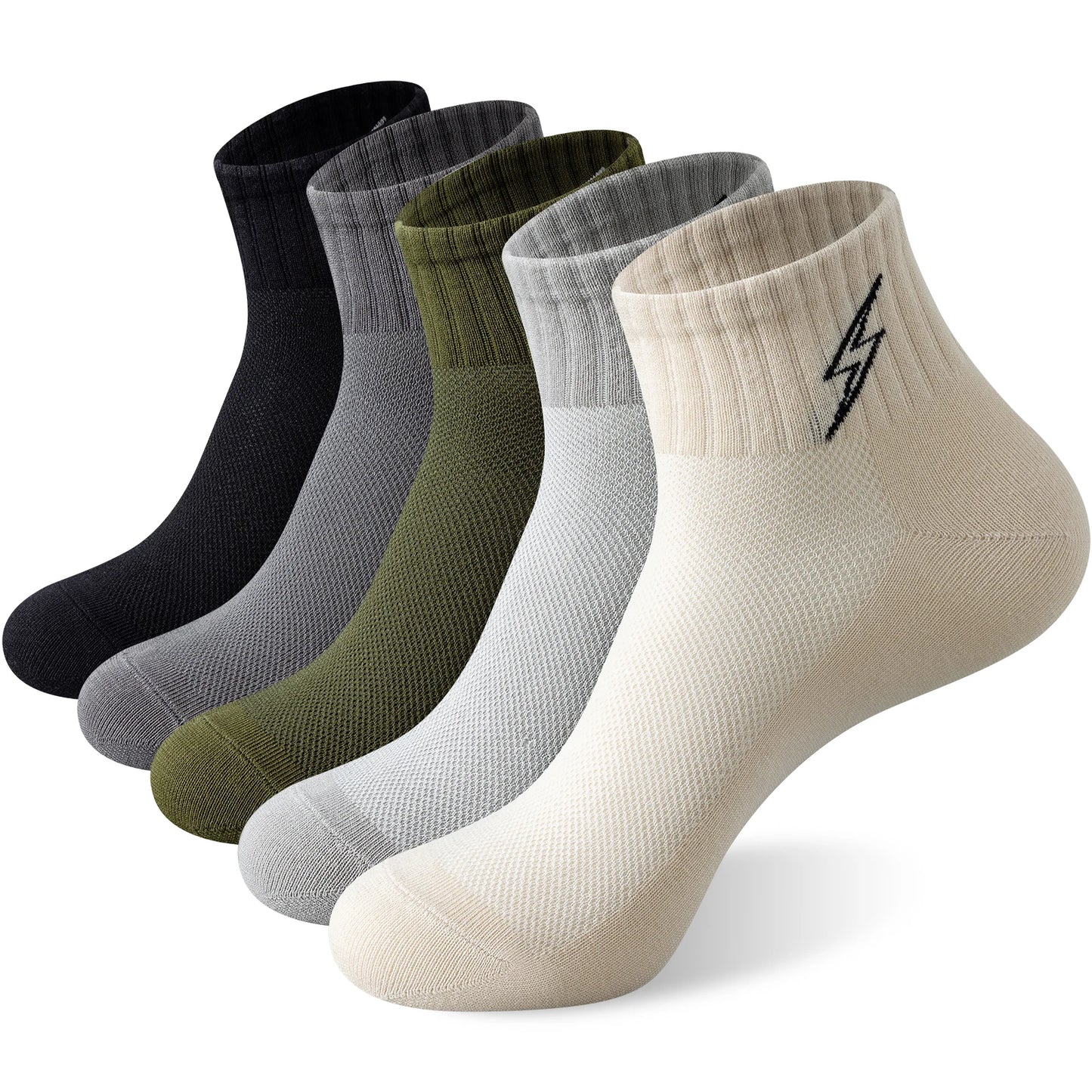 Performance Socks Men Quarter Ankle Athletic Running Hiking Cushion Breathable Ventilation Cotton Sports 5 Pairs