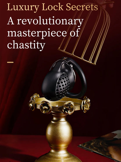 Male Chastity Cage with Lock and 5 Rings Resin Penis Lock for Men Breathable Cock Ring Penis Restrain Chastity Device Sex Toys