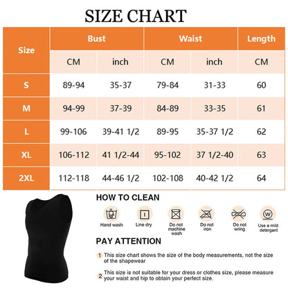 2PCS Men's Slimming Shirts High Compression Tummy Control Round Neck Body Shaper Top
