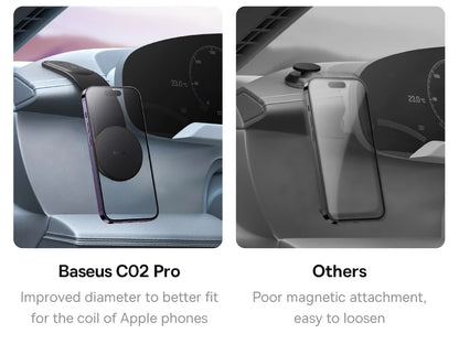 Baseus Magnetic Car Phone Holder 15W Wireless Charger Bendable Car Phone Mount for iPhone 12-17 Stand Dashboard Center Console