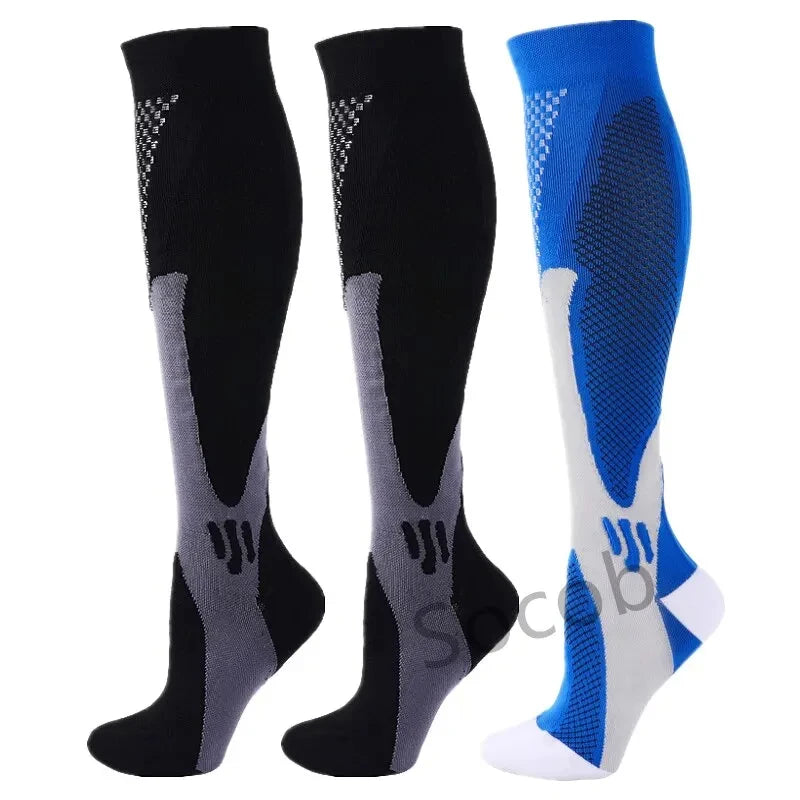 3/6/7 Pairs Compression Socks Women Medical Edema Running Socks Men Knee Length Cycling Socks  Football Basketball Outdoor trave