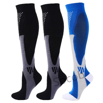 3/6/7 Pairs Compression Socks Women Medical Edema Running Socks Men Knee Length Cycling Socks  Football Basketball Outdoor trave