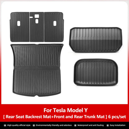 LUCKEASY For Tesla Model Y Rear Seat Backrest Protective Pad Trunk Mat Anti-Kick Pad Car Interior Accessories 2021-2024