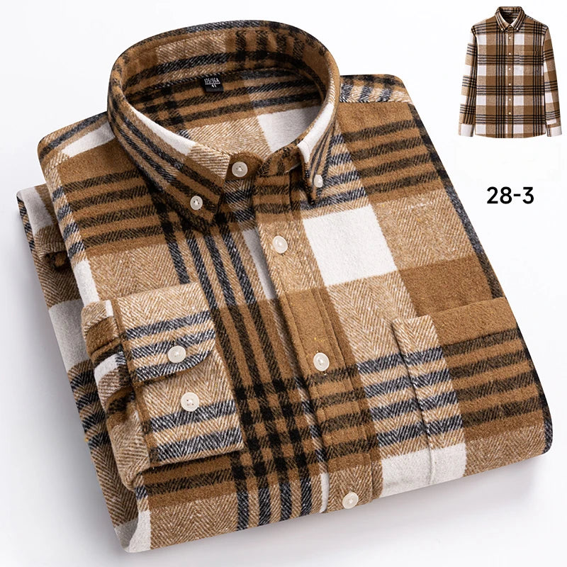New in Shirt Plus Size 7XL 100% Cotton Long-Sleeve Shirts for Men Slim Fit Casual Plain Shirt Soft Keroan Designer Plaid Clothin