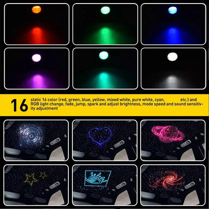 Car Starry Sky Light Auto Home Fiber Optic Lights Atmosphere Lamp Music Control Ceiling Lights RGB 12W 1/2 Interface 8Color LED