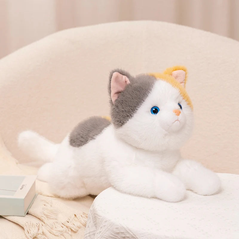 Lifelike Lying 3 color Cat Plush Toy Soft Stuffed Animal Cute Plushie Doll Lie Prone Funny Long Arm Kitten Pillow for Girl Gifts