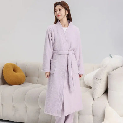 Arctic Velvet Thiened Women's Sp Robe Island Velvet Couples Bath Robe Coral Velvet Men's Home Clothes Autumn Winter Home...