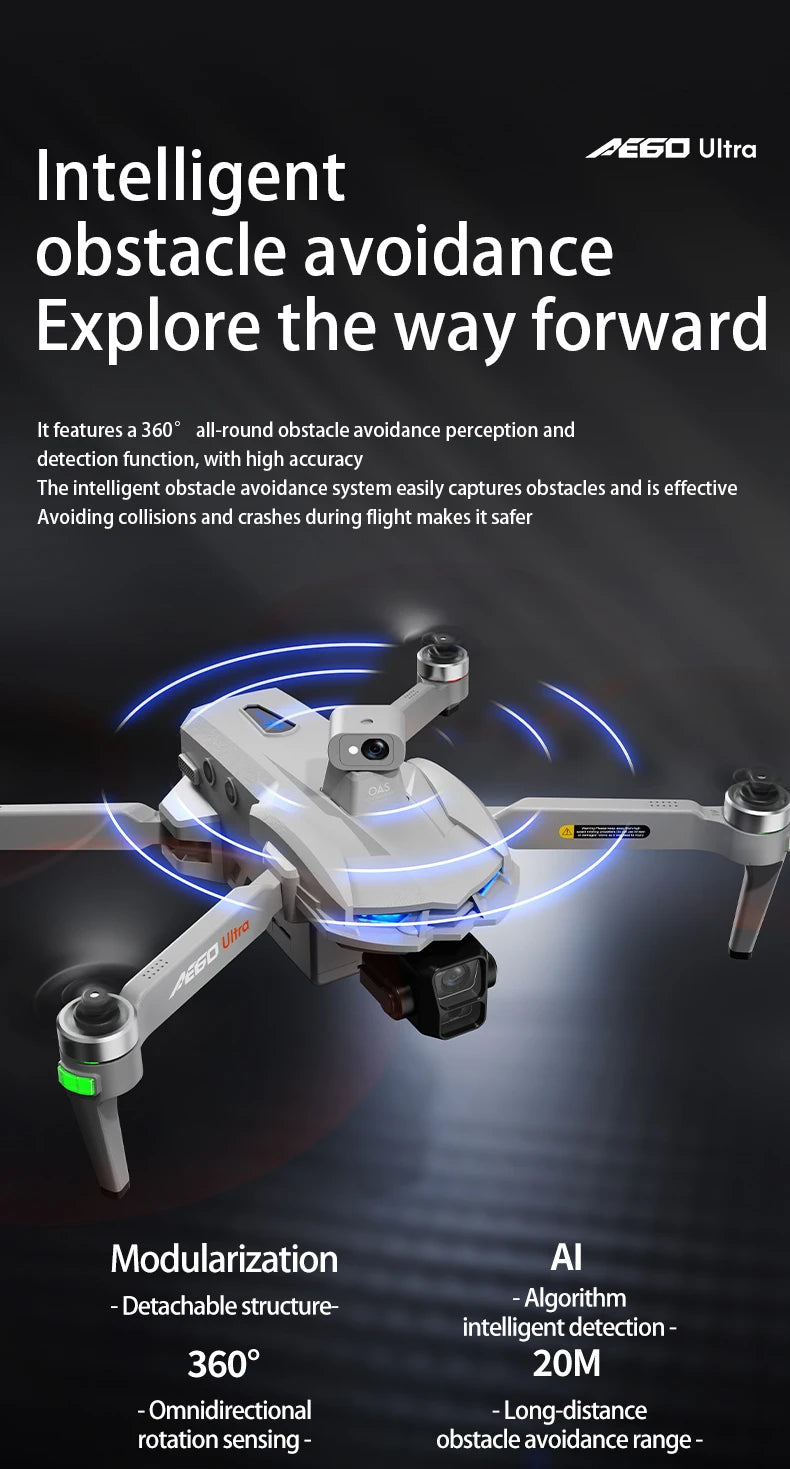 New AE60 GPS Drone 8K Professional HD Camera Brushless 3-Axis Gimbal Obstacle Avoidance Touch Screen Airdrop FPV Security Drones