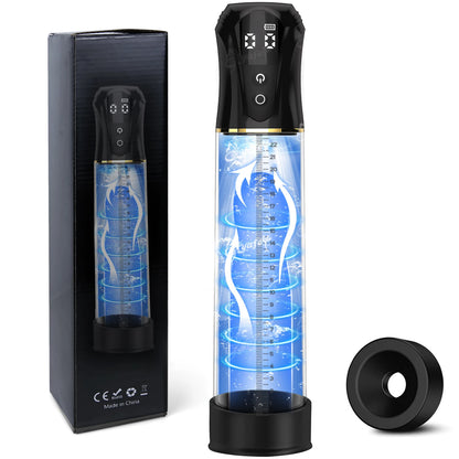 Electric Penis Pump Adult Sex Toys for Men Water Pump Penis Erectile Extender 4 Training 3 Suction Modes 6 Penis Ring 3 Sleeves