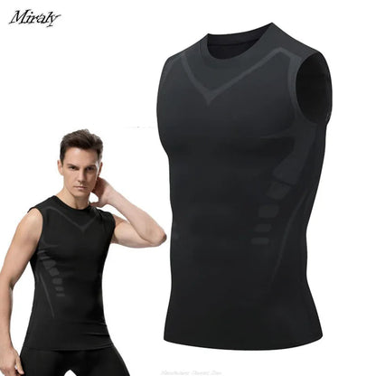 New Summer Fitness Compression Shirt For Men Shaping Sleeveless Therapy Vest Male Ice-Silk Compression Tank Tops Body Shapewear