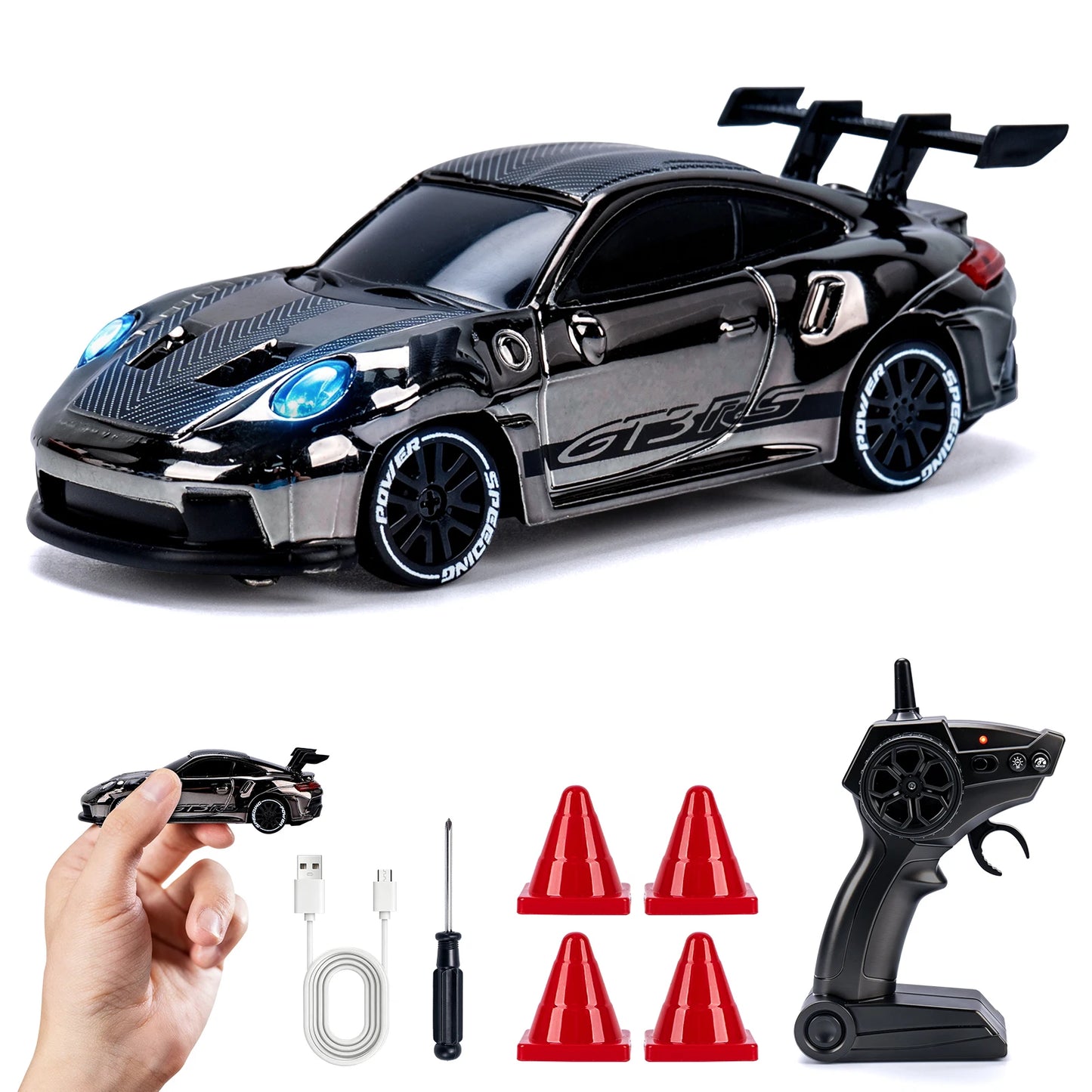 1/64 High Speed Drift RC Car with Light 2.4G 4WD Remote Control Car Mini Racing Model Cars Desktop Full Proportion Cars Gifts