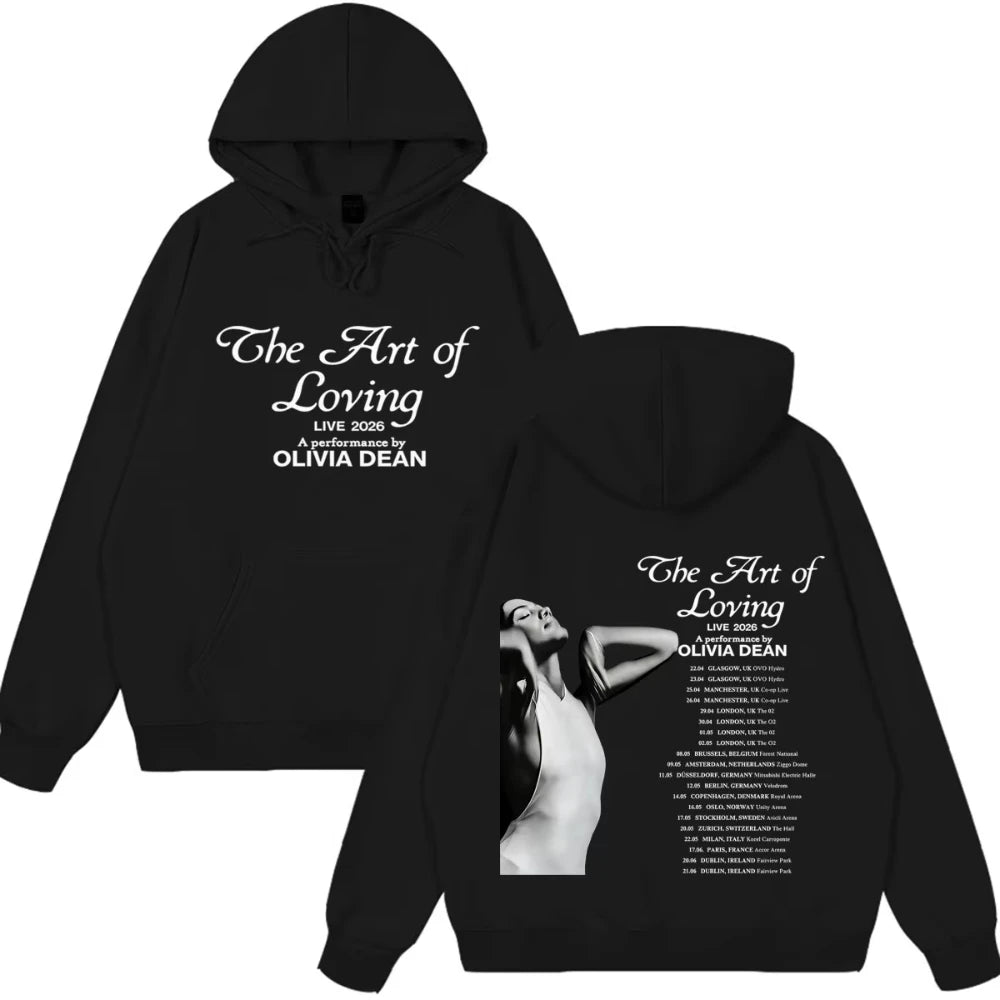 Olivia Dean Art of Loving Tour 2026 Graphic Hoodies Men Women Hip-hop Pullover Winter Loose Casual Aesthetics Vintage Sweatshirt