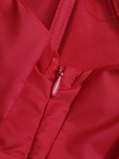 VGH Sexy Red Color Spliced Folds Tank Top for Women Sweatheart Neck Sleeveless Patchowrk Zipper Irregular Hem Vest Female Summer