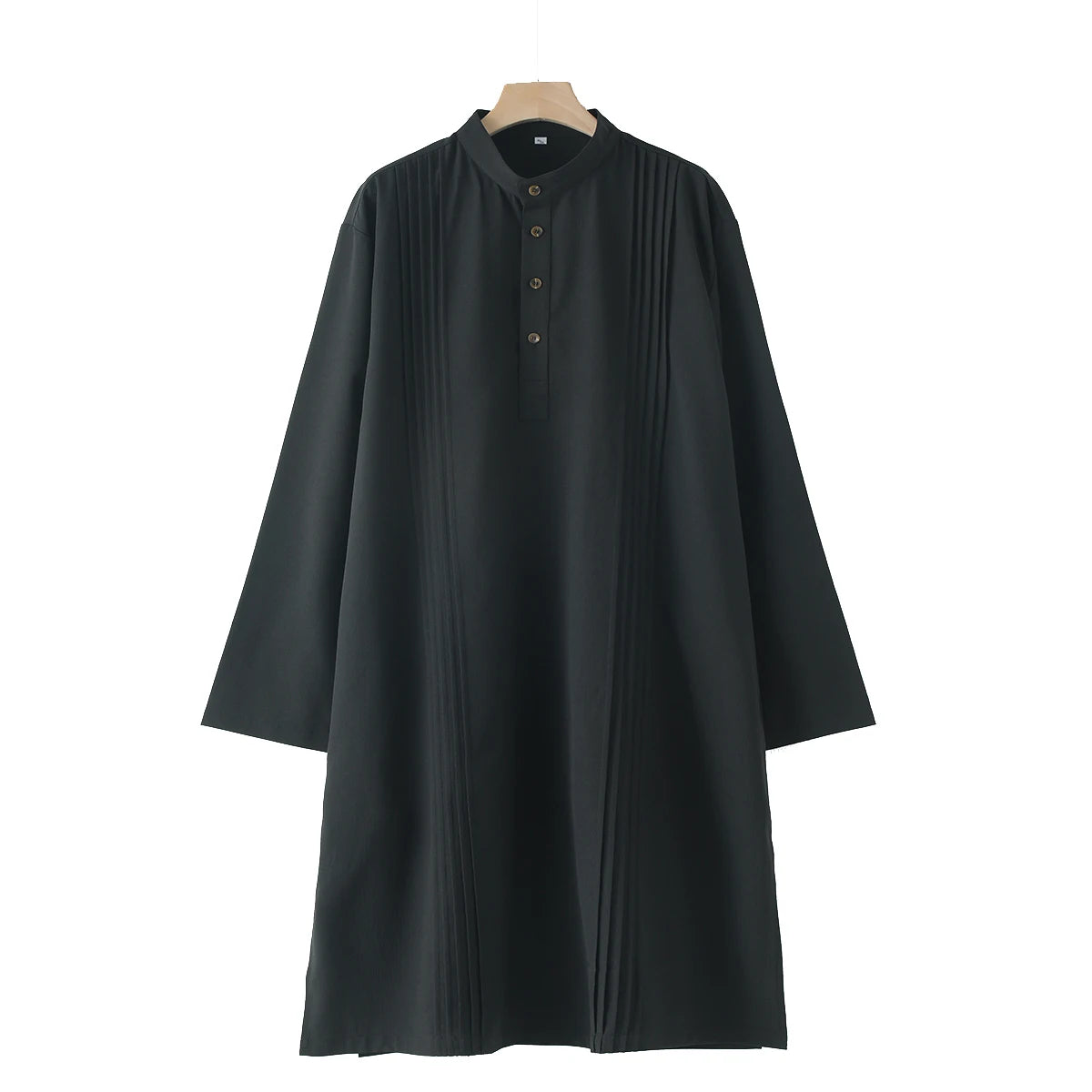 TH851 Men's Muslim Middle Eastern Men Long Sleeves Under-Knee Length Solid Color Stand Collar Robe Arab Male Jubba Thobe